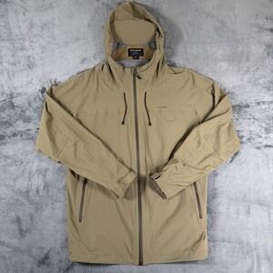 Filson Swiftwater Waterproof Rain Jacket Rugged Tan Nylon Laminate Adjustable -M